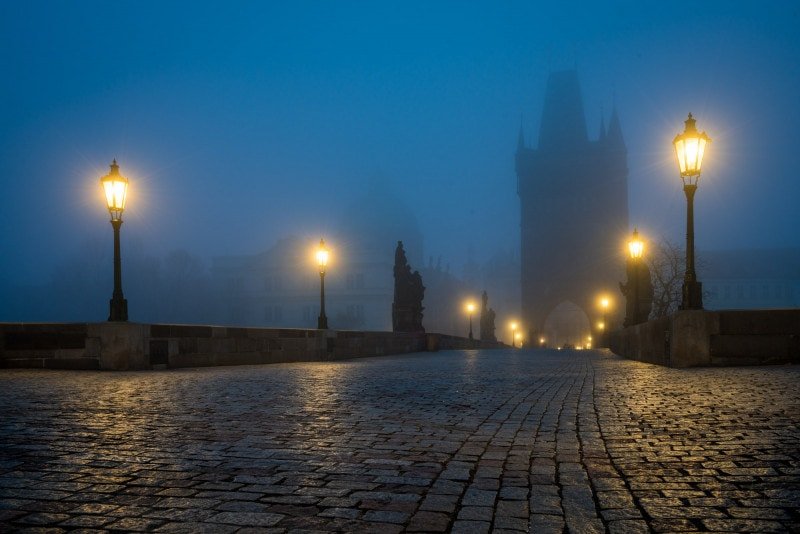 Foggy morning at Charles bridge