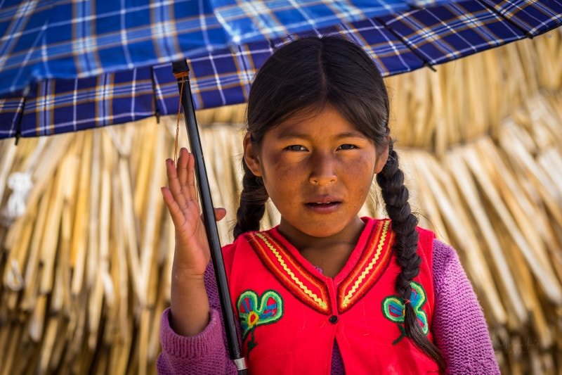 Young girl on Uros Islands