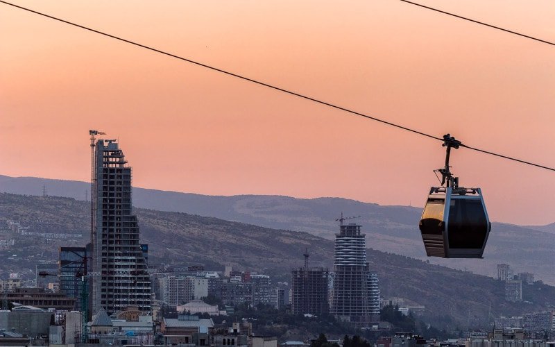Cable car going to Narikala Fortress in Tbilisi