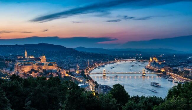 Budapest skyline at night