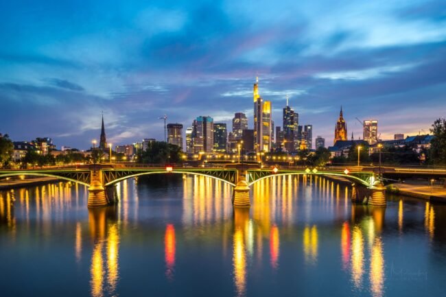 Frankfurt skyline at night