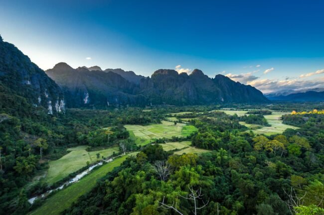 Vast moutainious landscapes around Vang Vieng
