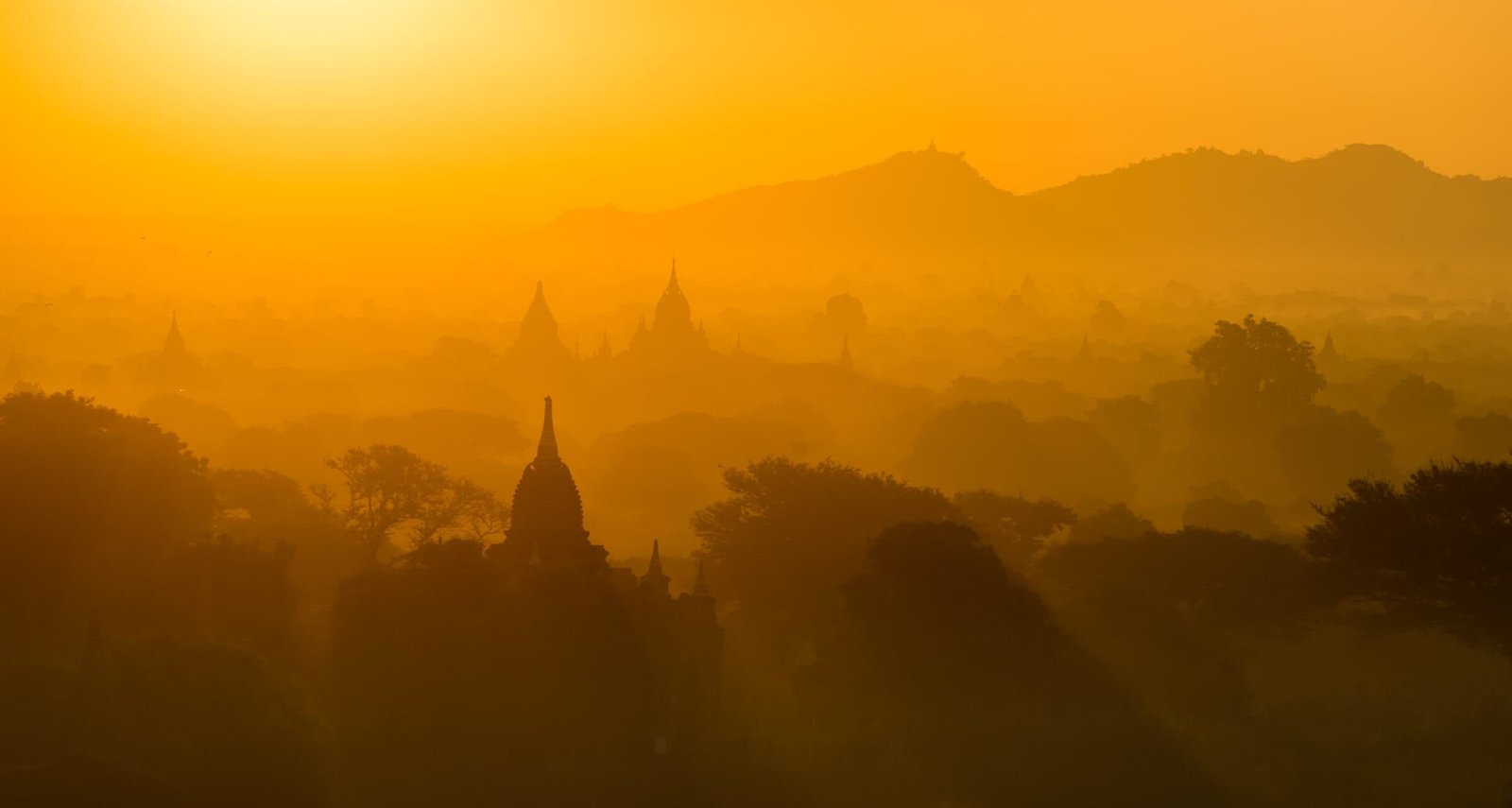 Temples of Bagan at sunrise
