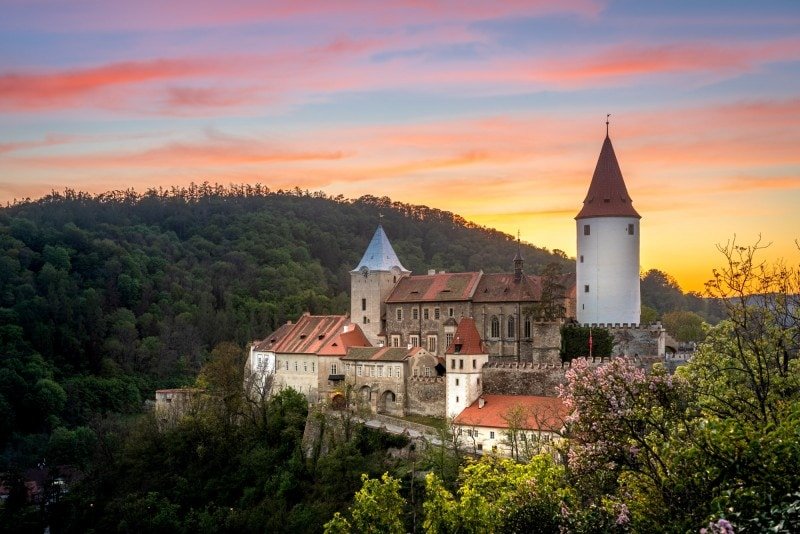 Křivoklát Castle at sunset